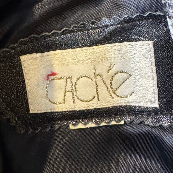 Vintage Cache Black Moto Jacket with Snakeskin Collar Motorcycle Biker y2k - Picture 7 of 7